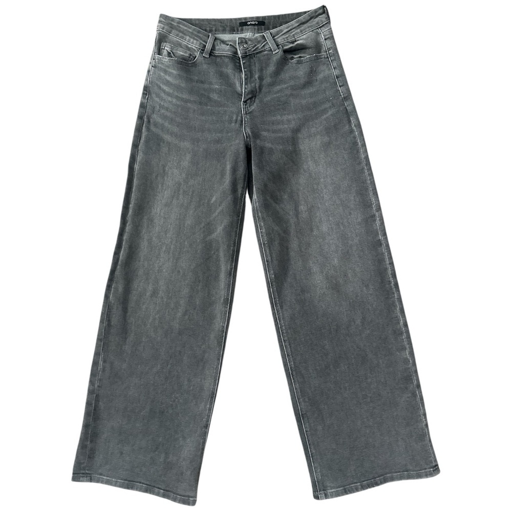 Oneso Wide Leg Mid Rise Jeans Grey Size 29